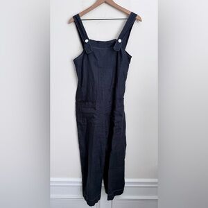 Nice Martin Linen navy blue Jumpsuit Overalls wide leg S